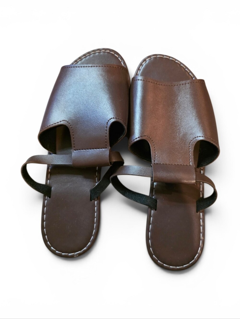 Brown Open-Toe Leather Sandals
